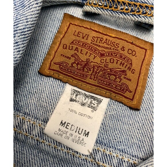 Vintage Levis Jacket Womens M Denim Trucker 90s Pre-Washed Lived-In USA Red Tab - Picture 8 of 10